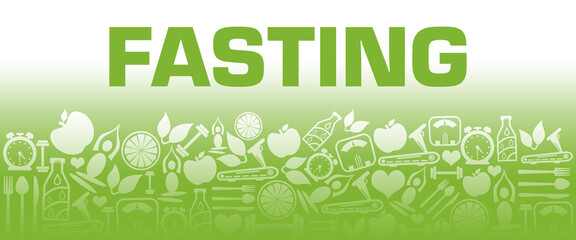 Fasting Green Health Symbols Background White Text 