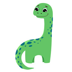 Naklejka premium Cute little dinosaur vector illustration in cartoon style for children design, greeting birthday card, nursery poster.