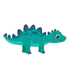 Cute little dinosaur vector illustration in cartoon style for children design, greeting birthday card, nursery poster.