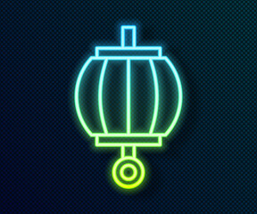 Glowing neon line Korean paper lantern icon isolated on black background. Vector