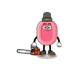 soap illustration cartoon as a lumberjack