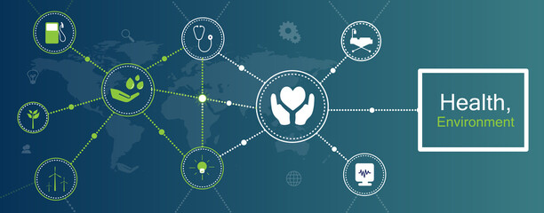 Health Environment Icon Set and Web Header Banner