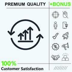 growth chart and circular arrows icon graphic elements for your work