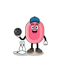 Mascot of soap as a bowling player