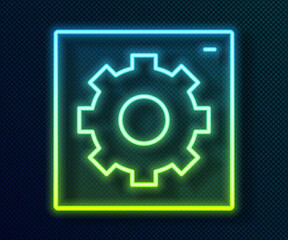 Glowing neon line Setting icon isolated on black background. Tools, service, cog, gear, cogwheel sign. Vector
