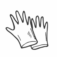 Latex surgical gloves.medical protective gloves isolated on a white background. vector illustration in the Doodle style.