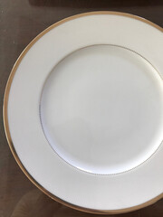 Luxury china dinnerware. Elegant golden design porcelain dishes.