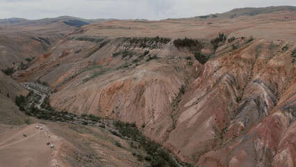 Mars valley with red mountains in Altai, Kyzyl-Chin valley