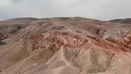 Red mountains landscape in Kyzyl-Chin valley also called as Mars valley in Altai