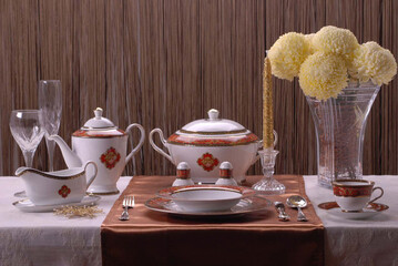 Luxury and elegant porcelain dinner set with a classy golden design.