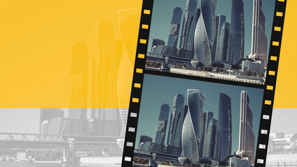 Modern photographic film with Moscow city