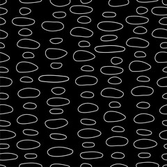 Texture seamless pattern of elongated simple oval shapes on a black square background
