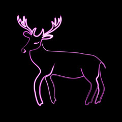Fototapeta na wymiar Vector illustration of deer with neon effect.
