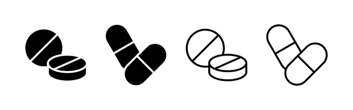 Pills icon vector. capsule icon. Drug sign and symbol