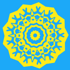 Vector illustration of a geometric background in blue and yellow colors.