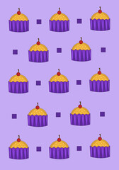 Vanilla cupcake vector wallpaper for graphic design and decorative element