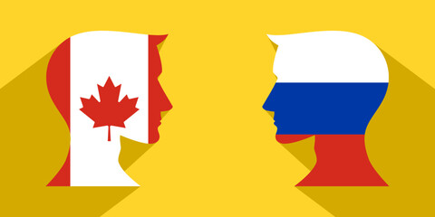 face to face concept. canada vs russia. vector illustration