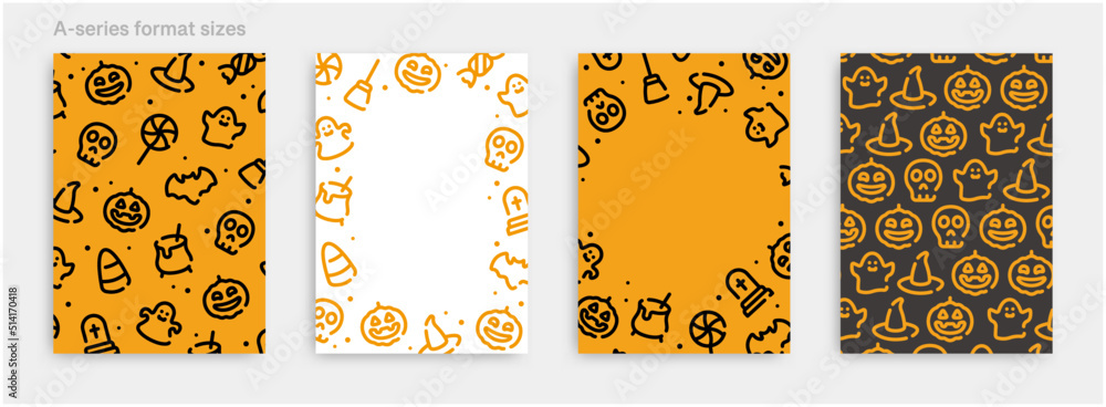 Wall mural halloween icon pattern background for graphic design.a-size vertical vector template set.