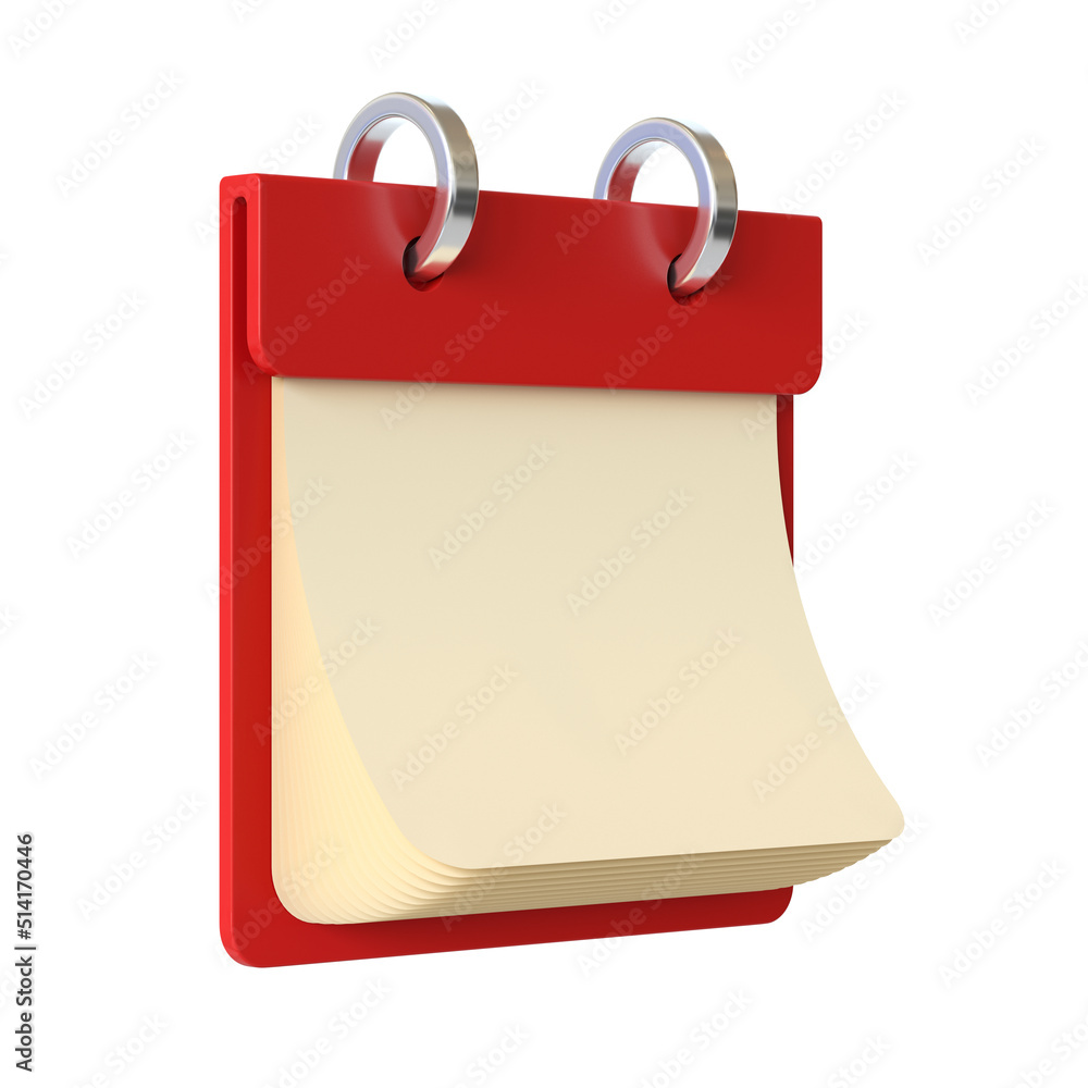 Poster yellow paper calendar with isolated on white background - 3d rendering