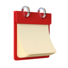 Yellow Paper Calendar with Isolated on White Background - 3d Rendering