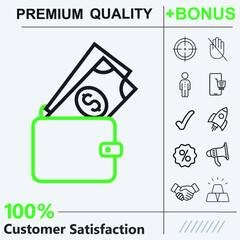 money in wallet vector icon graphic elements for your work 