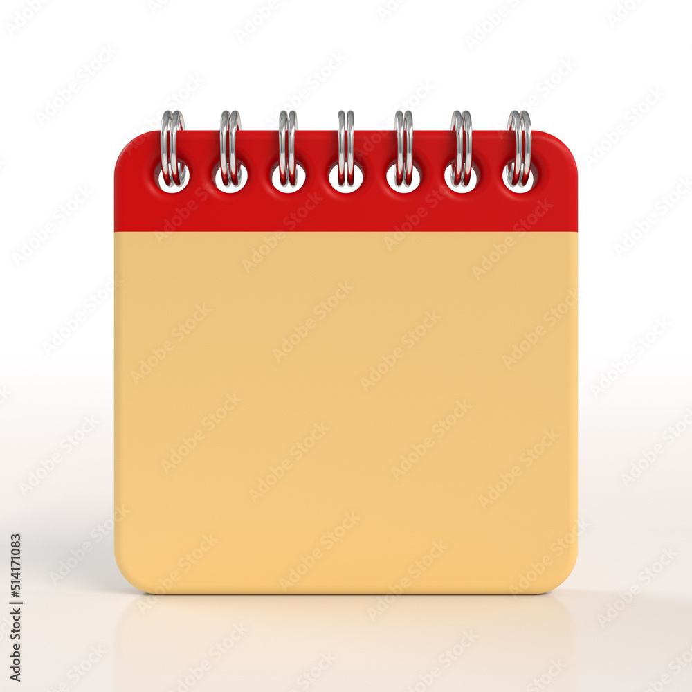 Poster yellow calendar icons isolate on white background. 3d rendering