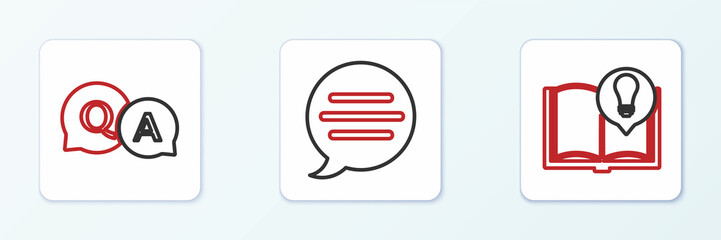 Set line Interesting facts, Question and Answer and Speech bubble chat icon. Vector