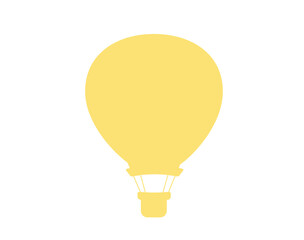 Hot air balloon sign simple icon on background. Yellow balloon icon