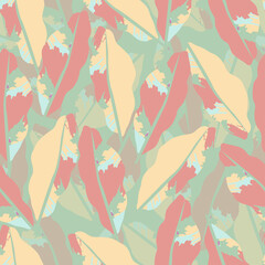 seamless doodle abstract leafs pattern background , greeting card or fabric