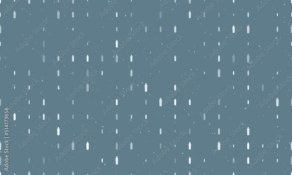 Poster Seamless background pattern of evenly spaced white shampoo symbols of different sizes and opacity. Vector illustration on blue gray background with stars