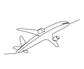 Fototapeta na wymiar Airplane onle line illustration. Line art airplane minimal design