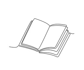 One line book illustration. Line art book minimal design