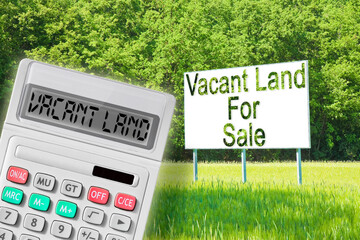 Advertising billboard immersed in a rural scene with Vacant Land for Sale written on it and...