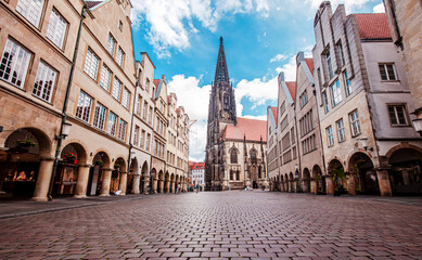 Fototapeta premium St. Lamberti - Roman Catholic church. St. Lamberti in Muenster. Town Muenster in North Rhine Westphalia, Germany, Europe