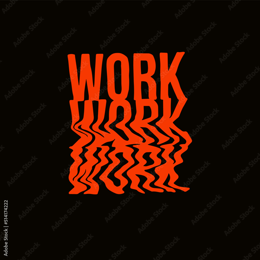Wall mural work.red  lettering on a black background.distorted font.glitch design.vector illustration.modern typography design perfect for poster,banner,bags,t shirt,textille,web design,social media,etc - Wall murals