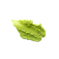 Delicious spicy wasabi paste isolated on white, top view