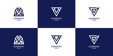 Set of letter v logo with creative concept