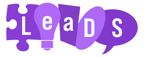 Leads Purple Random Shapes Horizontal Text 