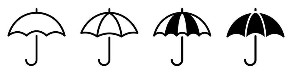 Umbrella icons set. Parasol symbols collection. Rain insurance concept. Umbrella line and flat style - stock vector. © Comauthor