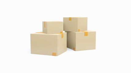 3D Tracking geo parcel in cardboard box. Order delivery confirmation. Track the parcel concept. Cartoon creative design icon isolated on white background. 3D Rendering