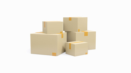 3D Tracking geo parcel in cardboard box. Order delivery confirmation. Track the parcel concept. Cartoon creative design icon isolated on white background. 3D Rendering