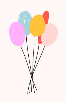 Festive vector illustration with bunch of balloons. Holidays related colorful image.