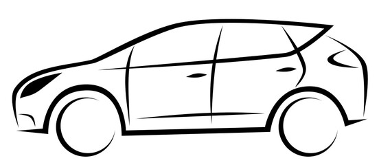 Vector illustration of small compact SUV or crossover car with a dynamic silhouette - obrazy, fototapety, plakaty