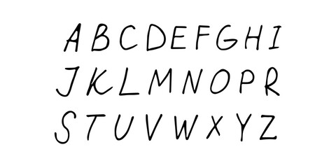 Vector hand drawn english alphabet. Hand drawn letters.