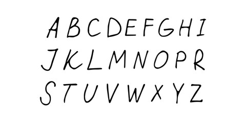 Vector hand drawn english alphabet. Hand drawn letters.