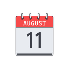 August 11. Calendar icon. Vector illustration, flat design. .
