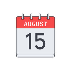 August 15. Calendar icon. Vector illustration, flat design..