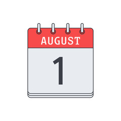August 1. Calendar icon. Vector illustration, flat design. .