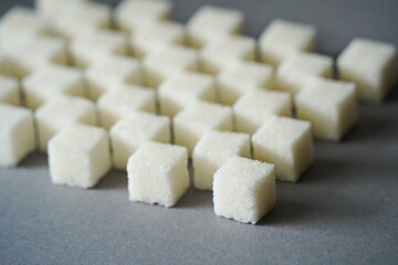 Almaty, Kazakhstan - 03.28.2022 : Sugar cubes are laid out on the kitchen table