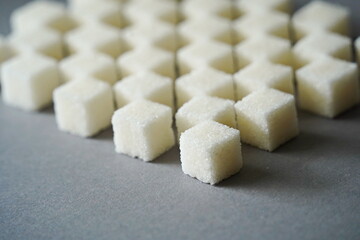 Almaty, Kazakhstan - 03.28.2022 : Sugar cubes are laid out on the kitchen table